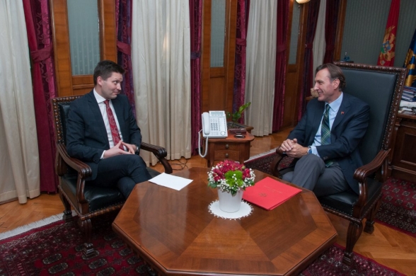 President of the Parliament of Montenegro Mr Ranko Krivokapić receives in a farewell visit Mr Rastislav Vrbensky