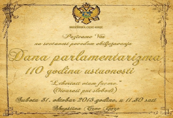 Obilježavanja Dana parlamentarizma povodom 110 godina crnogorske ustavnosti
