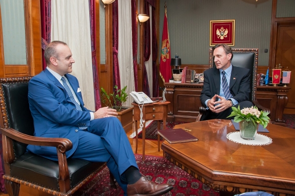 President of the Parliament of Montenegro Mr Ranko Krivokapuć received newly appointed Ambassador of the Republic of Italy to Montenegro H.E. Vincenzo Del Monaco, today