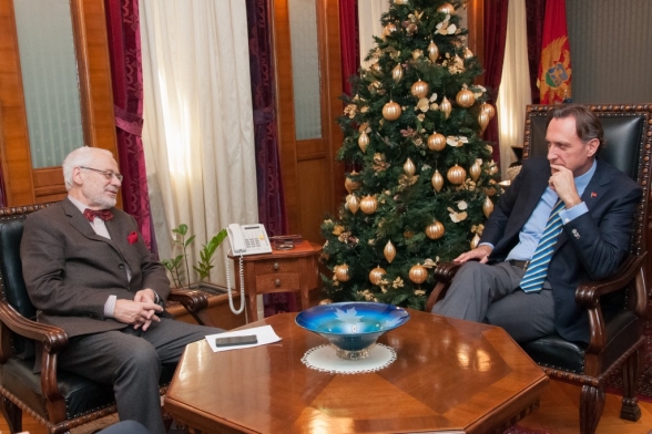 President of the Parliament of Montenegro and OSCE PA Mr Ranko Krivokapić receives the Coordinator of the South East Europe Cooperation Initiative (SECI) Mr Erhard Busek
